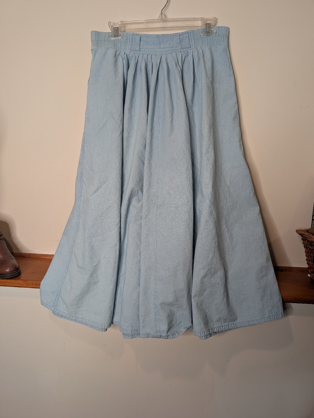 Vintage Light Blue Denim Button-Front Maxi Skirt - Picture 4 of 8